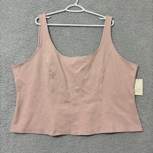 Neutral Dusty Rose Layering Tank Stretch Knit Sleeveless Top Women 3X